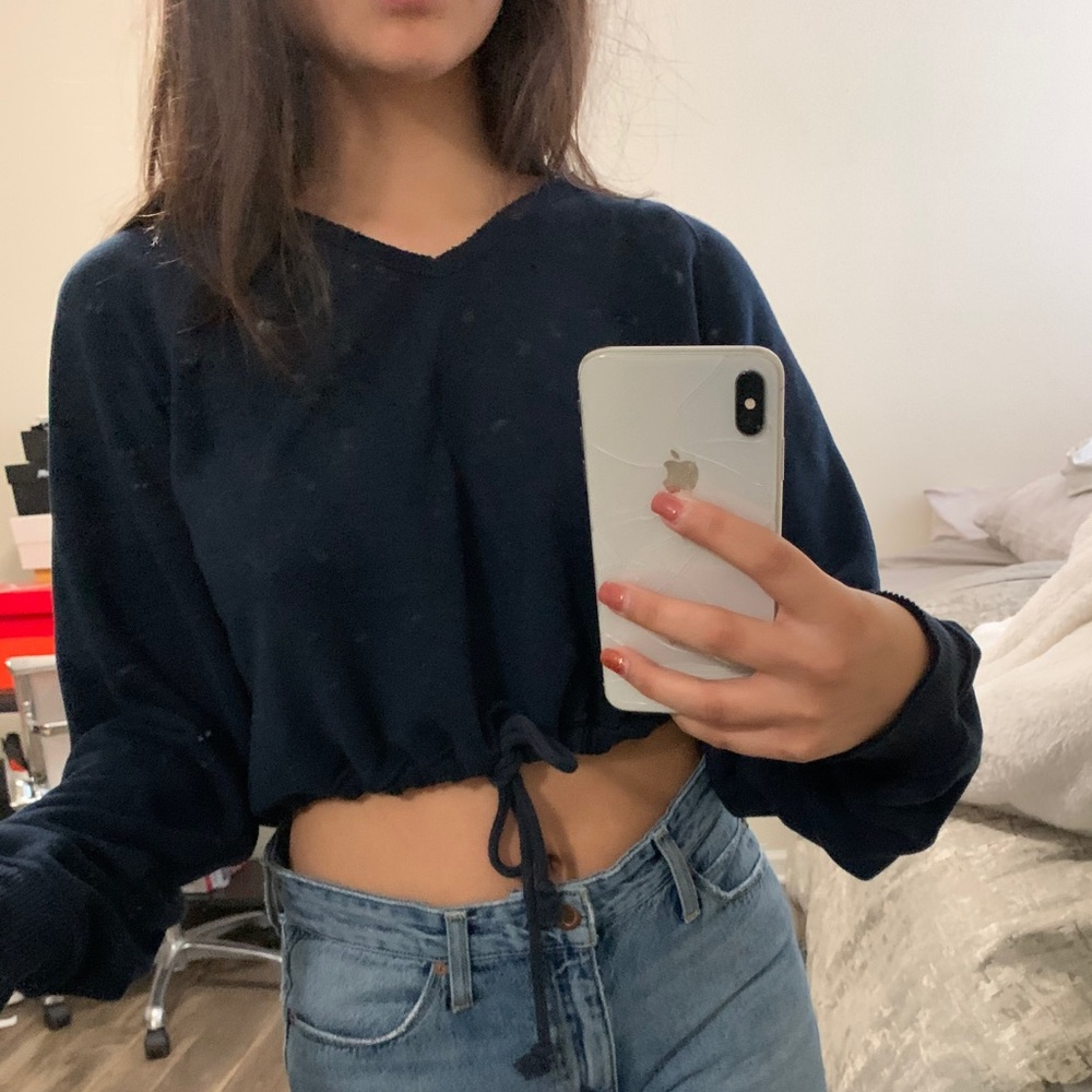 blue crop top hoodie